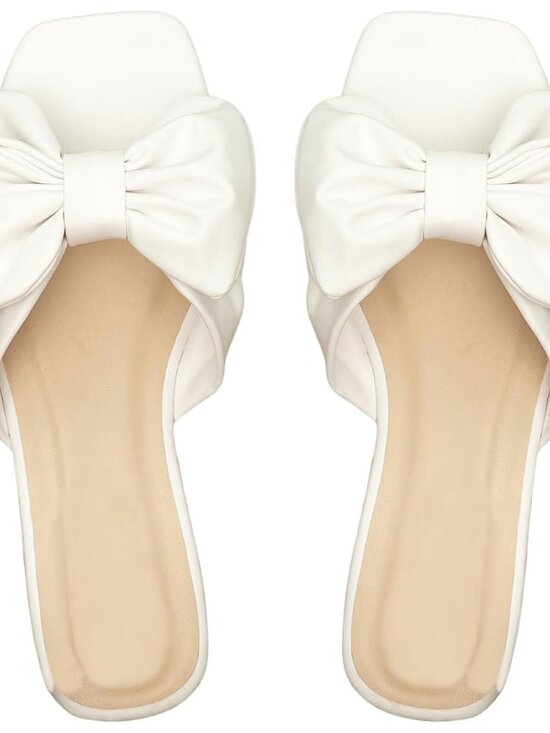 Shoes - Women's Bow Flat Sandals Dressy 2026 Wedding Cute Slide Shoes
